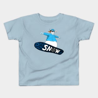 snowman on the board (blue) Kids T-Shirt